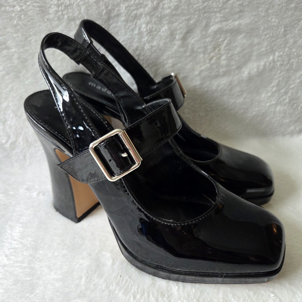 Madden Girl Patent Leather Chunky Block Heel Platform Mary Janes Women Sz 9